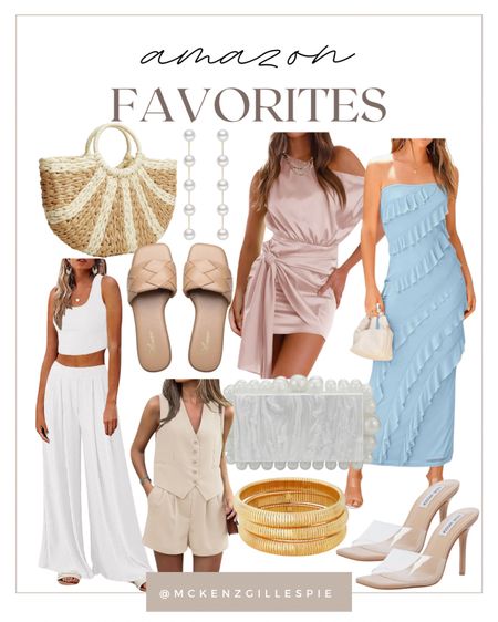 Amazon favorites perfect for spring and summer. Love these dresses, Steve Madden heels  clutch and pearl earrings  for a spring wedding. Love these matching sets and accessories for a beach vacation too! 

#LTKfindsunder50 #LTKSeasonal #LTKfindsunder100