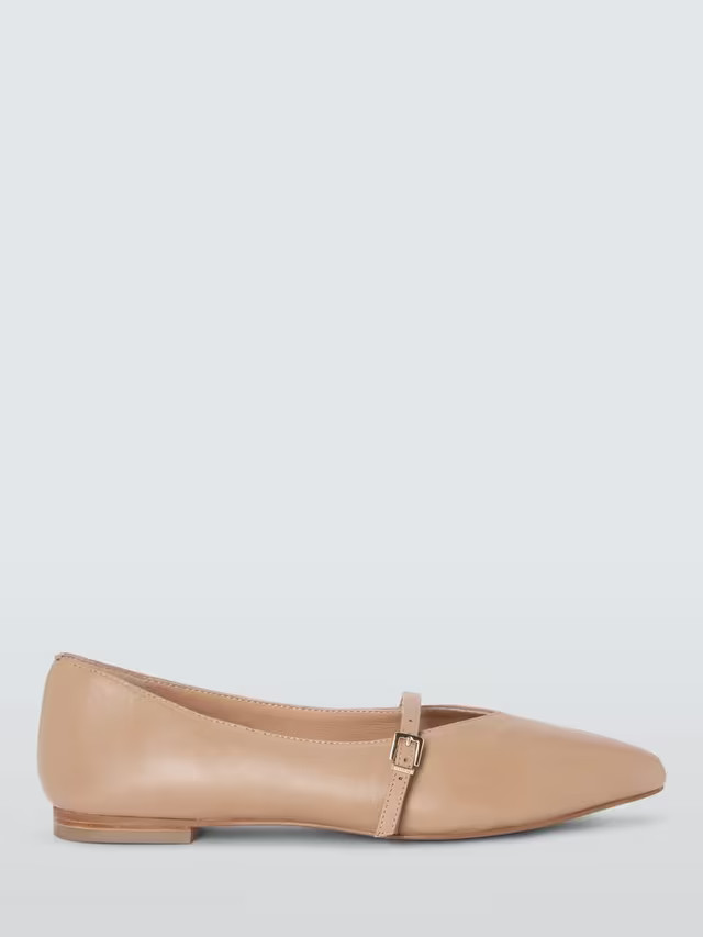 John LewisHearts Leather Sachetto Pointed Toe Mary Jane Ballerina Pumps, Camel | John Lewis (UK)