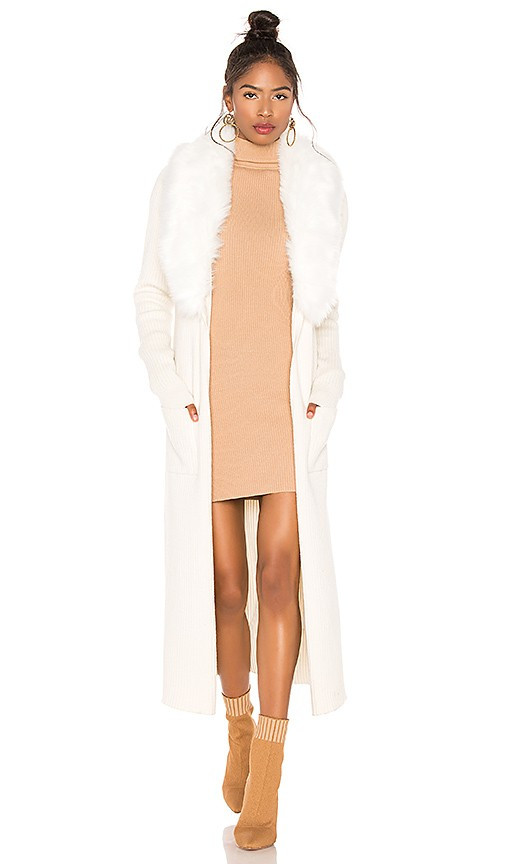 Show Me Your Mumu Lombardi Faux Fur Long Cardigan in Ivory. - size L | Revolve Clothing (Global)