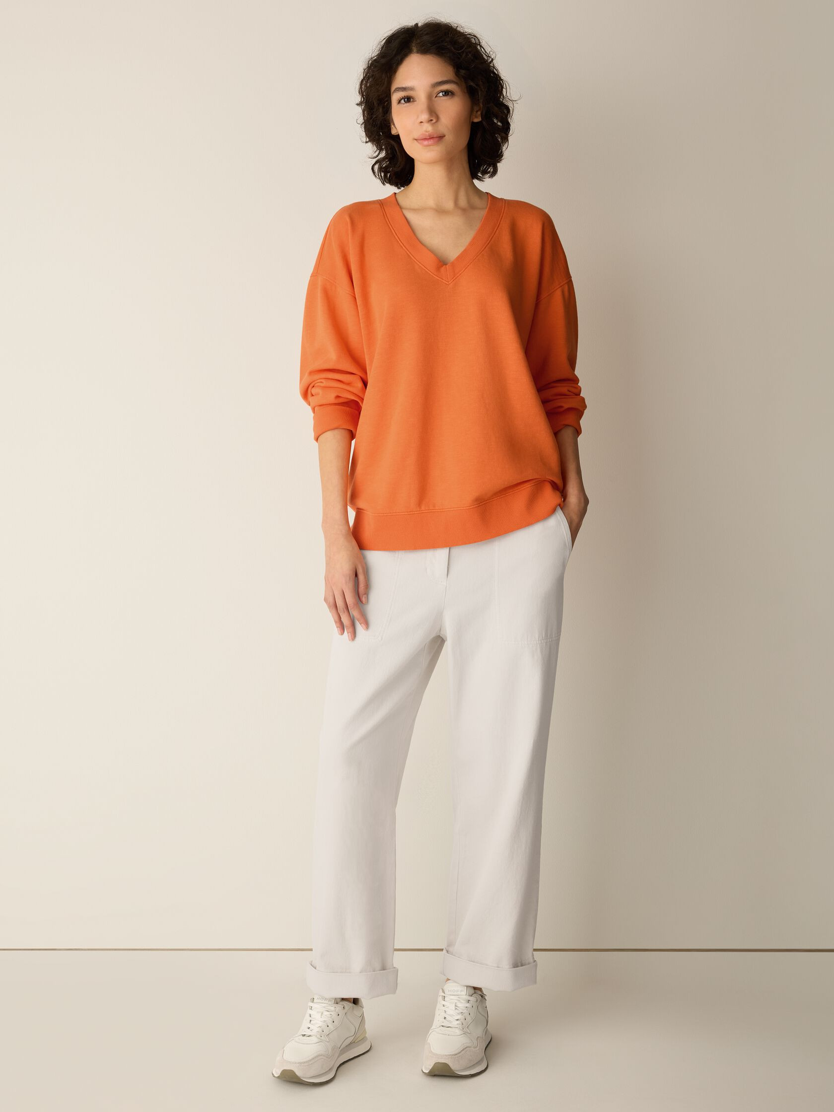 Garment-Dyed Organic Cotton Terry V-Neck Top | Eileen Fisher
