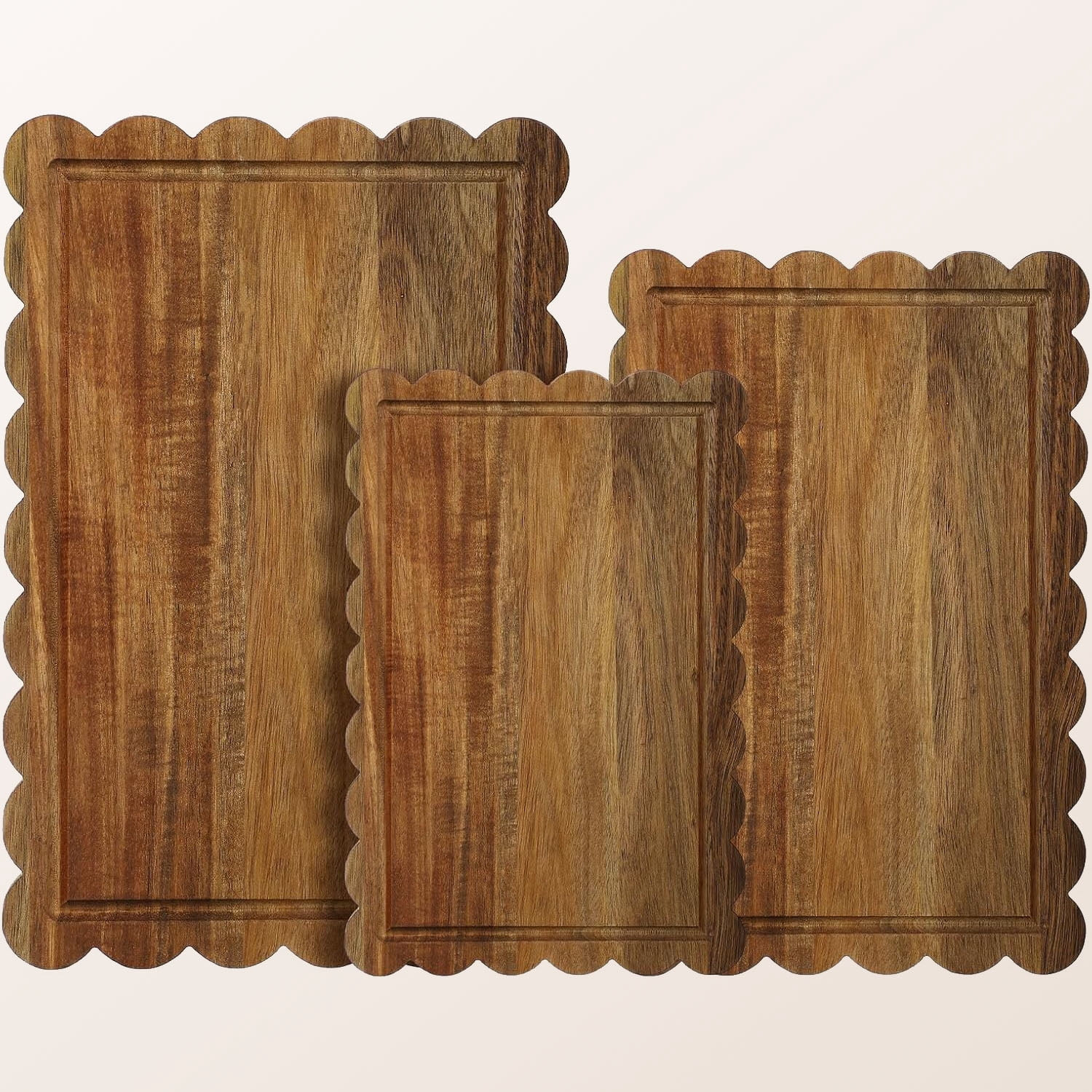 Acacia Wood Scalloped Cutting Boards for Kitchen with Juice Groove Blank Wood Charcuterie Tray fo... | Walmart (US)