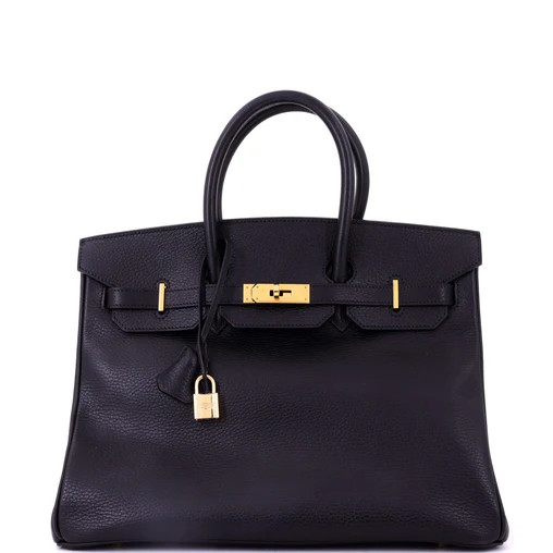 Birkin Handbag Noir Ardennes with Gold Hardware 35 | Rebag