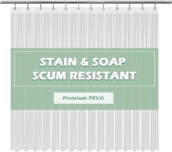 EHZNZIE Clear Shower Curtain Liner Light Weight PEVA, Shower Liner 72x72 Inches, Waterproof, No C... | Amazon (US)