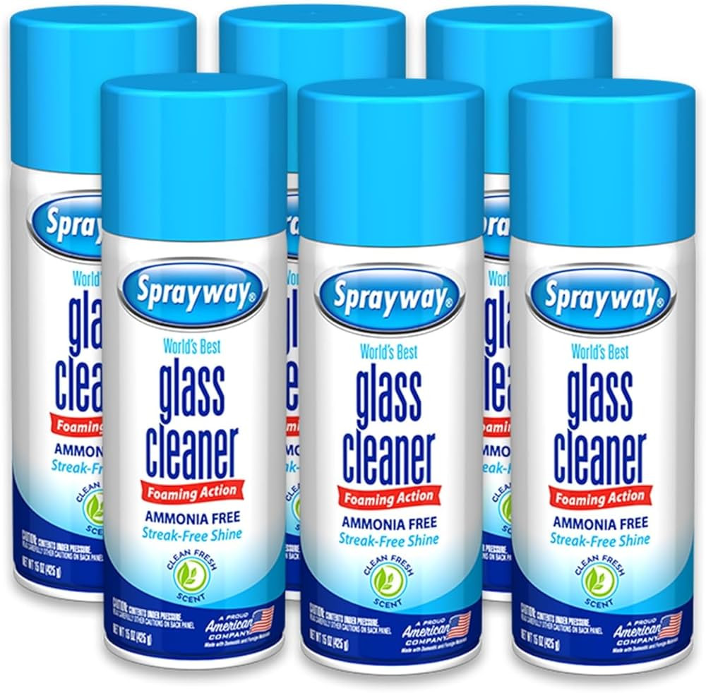 Sprayway Glass Cleaner Foaming Aerosol Spray, 15oz, Pack of 6 | Ammonia-Free, Streakless, Fast-Ac... | Amazon (US)