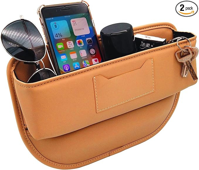 DOBOLAN Car seat Gap Filler and Storage Box to Prevent Falling and Storage of 2 Pack (Brown) | Amazon (US)
