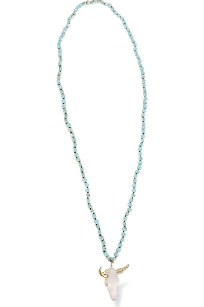 Go For It Lake Blue Crystal Stone Bull Head Necklace | The Willow Tree