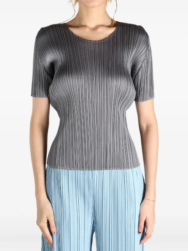 Pleats Please Issey Miyake Pleated short-sleeve Top | Grey | FARFETCH | Farfetch Global