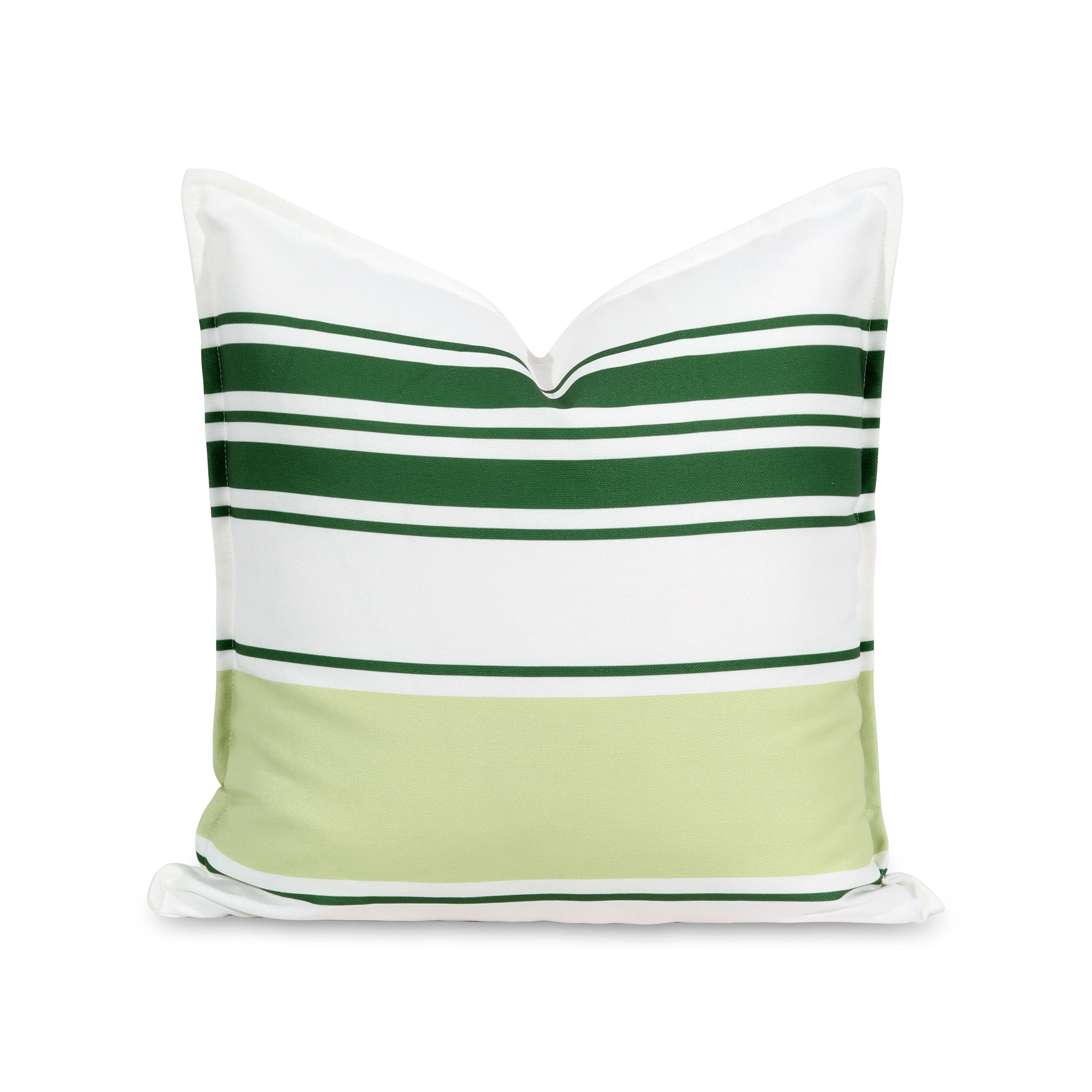 Coastal Indoor Outdoor Throw Pillow Cover, Stripes, Dark Light Green, 20 | Hofdeco