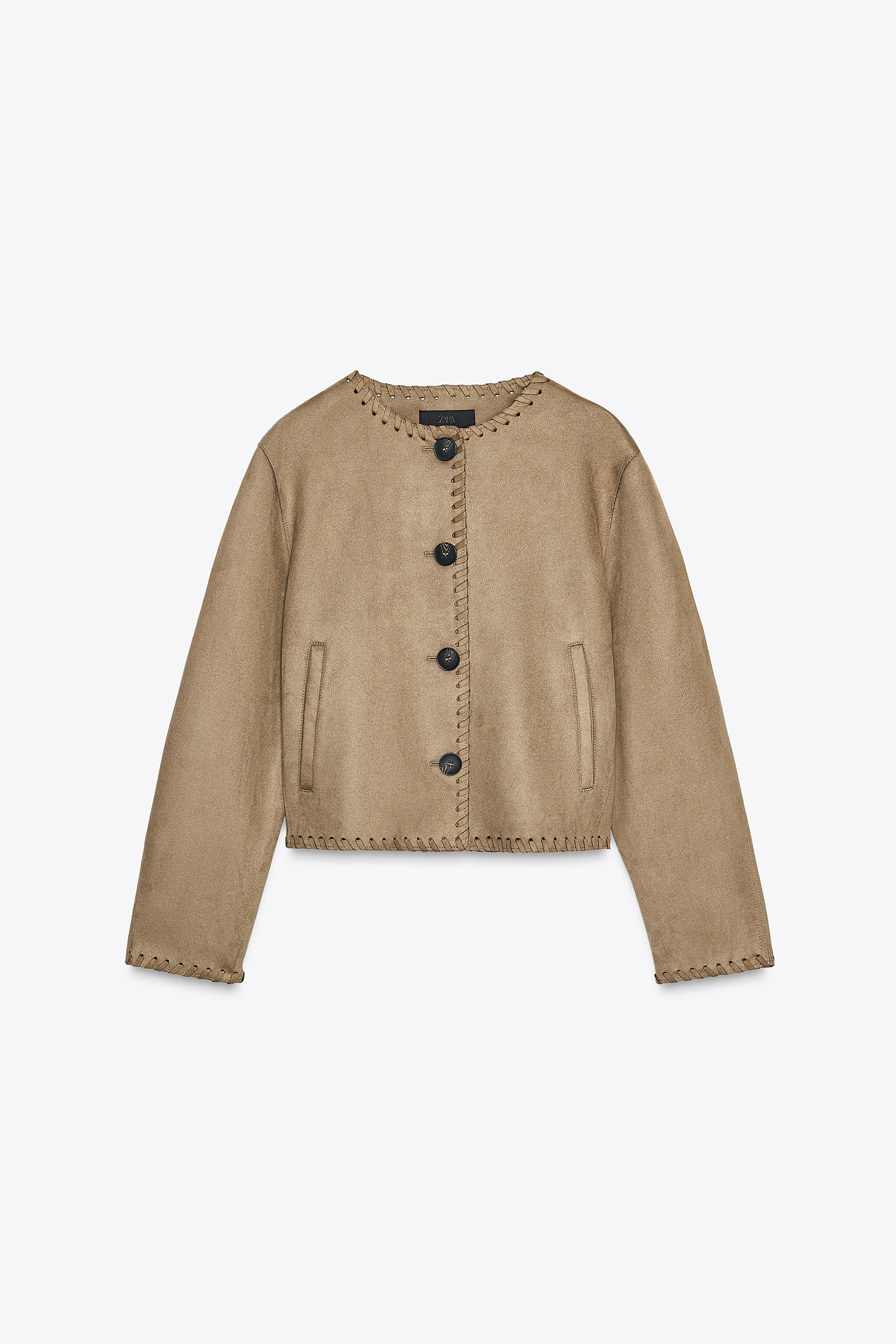 FAUX SUEDE JACKET WITH BRAIDED TRIM | Zara UK