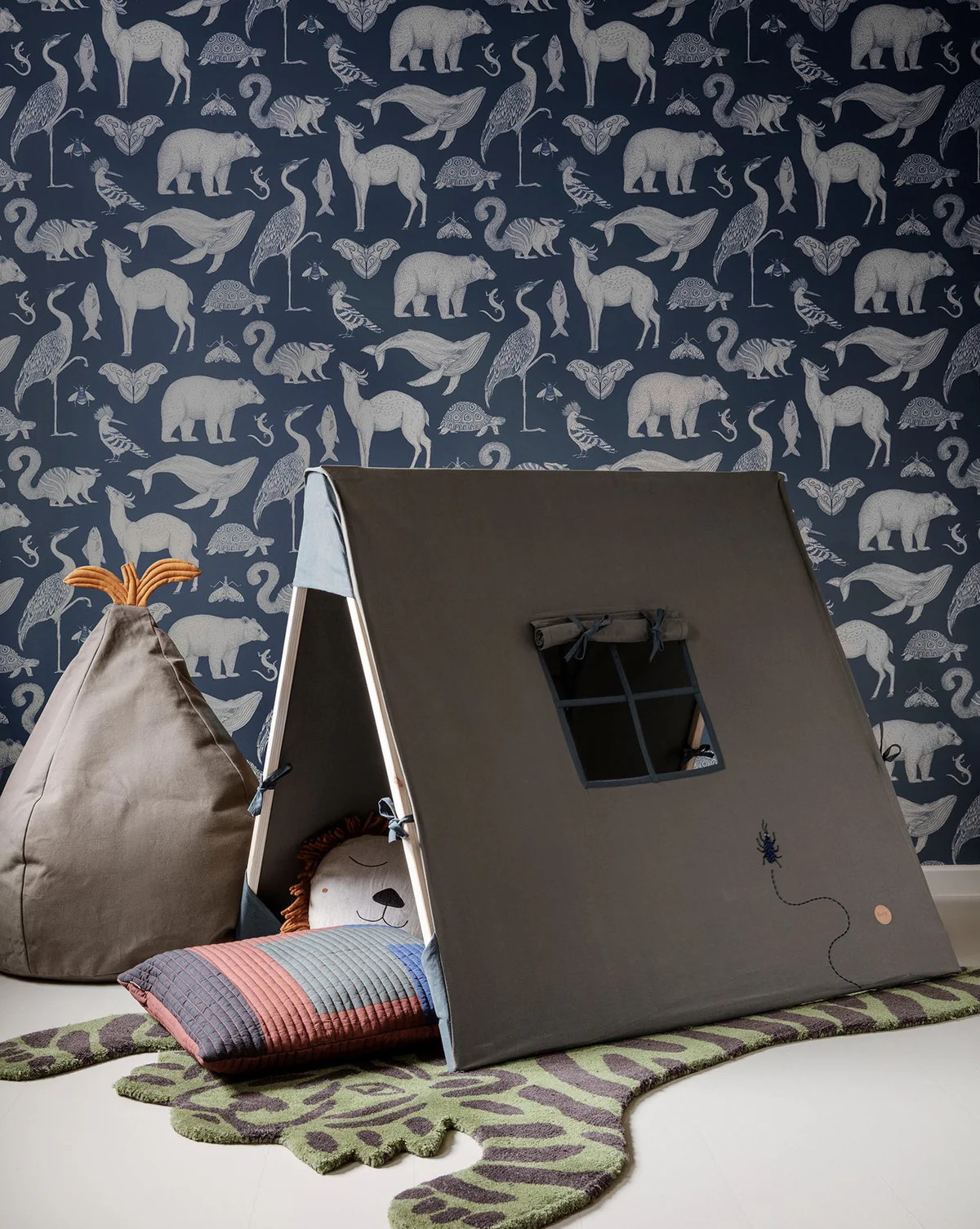 Ferm Living Tent - Beetle Embroidery - Dark Olive | Odin Parker