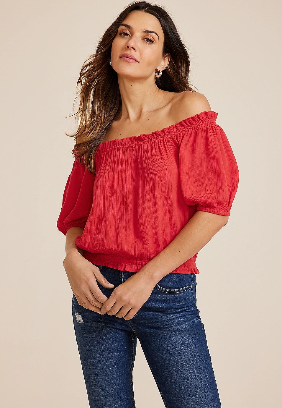 Woven Off The Shoulder Blouse | Maurices