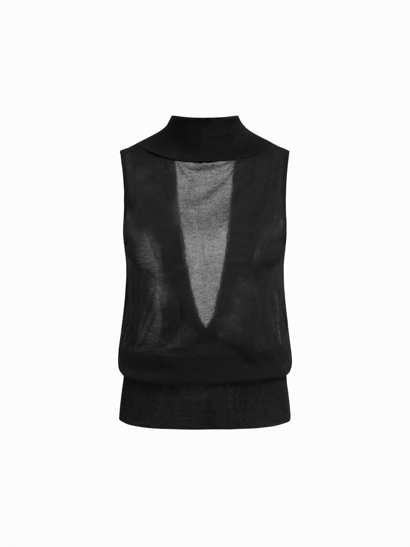Knit Fabric CDR Sheer Cowl Back Sweater For Daily Casual | Cider