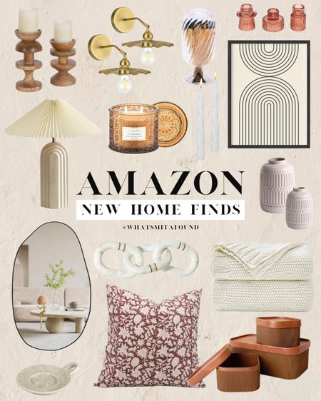 Amazon new home finds! Affordable home finds, amazon home decor, neutral home finds, boho home decor, asymmetrical wall mirror, modern wall mirror, modern table lamp, fluted table lamp, boho wall art, modern wall art, candlestick holders, candlestick holder set, twisted candlesticks, gold sconces, wall sconces, match cloche, block print pillow, throw pillow, knit blanket, throw blanket, marble link decor, marble chain decor, marble dish, storage containers, trendy storage containers, cute candle, vase set, ceramic vases 

#LTKSaleAlert #LTKVideo #LTKFindsUnder100