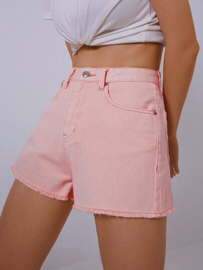 Raw Hem Wide Leg Denim Shorts | SHEIN