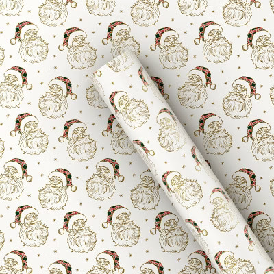 25 sq ft Santa Christmas Gift Wrap Beige - Wondershop™: Printed Pattern, 10' Long | Target