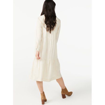 Free Assembly Women's Swing Shirtdress with Long Sleeves | Walmart (US)