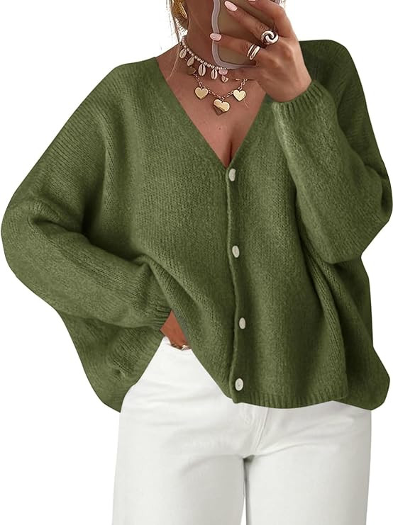 Saodimallsu Womens Oversized Cardigan Sweaters Open Front Button Down V Neck Sweater 2025 Winter ... | Amazon (US)