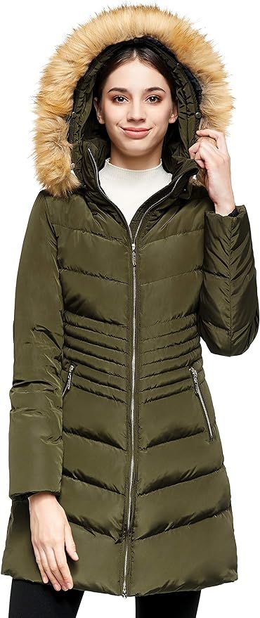 Orolay Women's Light Winter Down Coat Diamond Quilted Puffer Jacket with Fur Hood | Amazon (US)