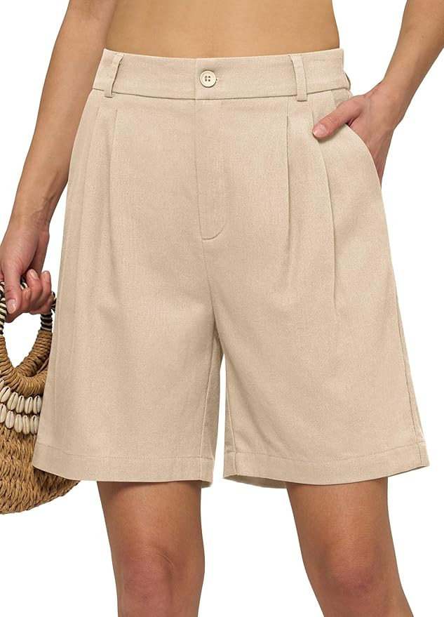 Willit Women's Linen Shorts Wide Leg Dress Casual Summer Pleated Shorts High Waisted with Pockets... | Amazon (US)