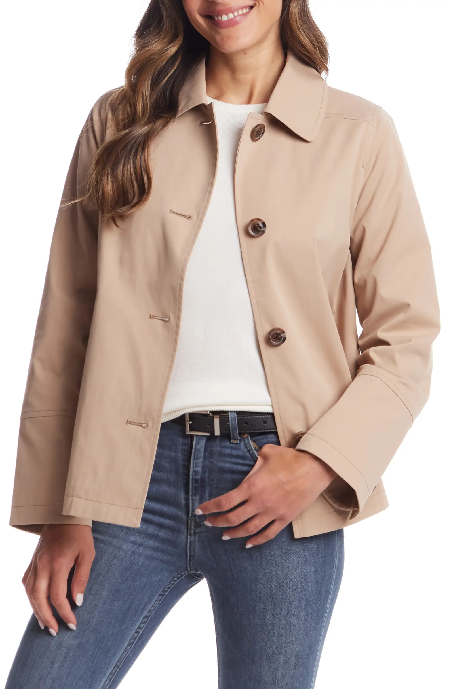 Button Front Water Resistant Raincoat | Nordstrom