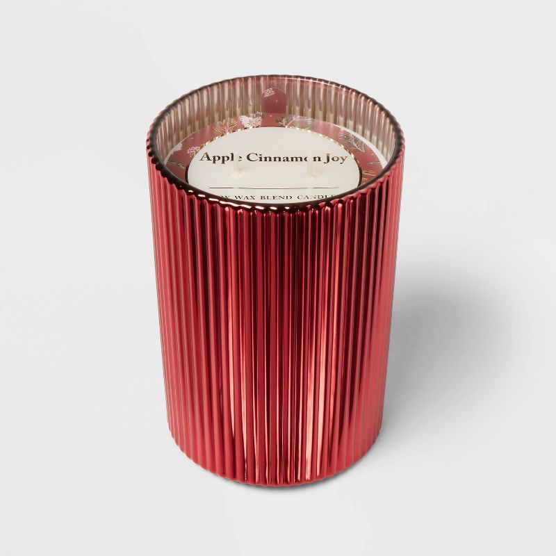 Clear Color Spray with Gold Rim Holiday Apple Cinnamon Joy Candle Red - Threshold™ | Target