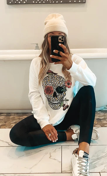 Rose Leopard Skull Sweatshirt (2 Colors) | Gunny Sack and Co