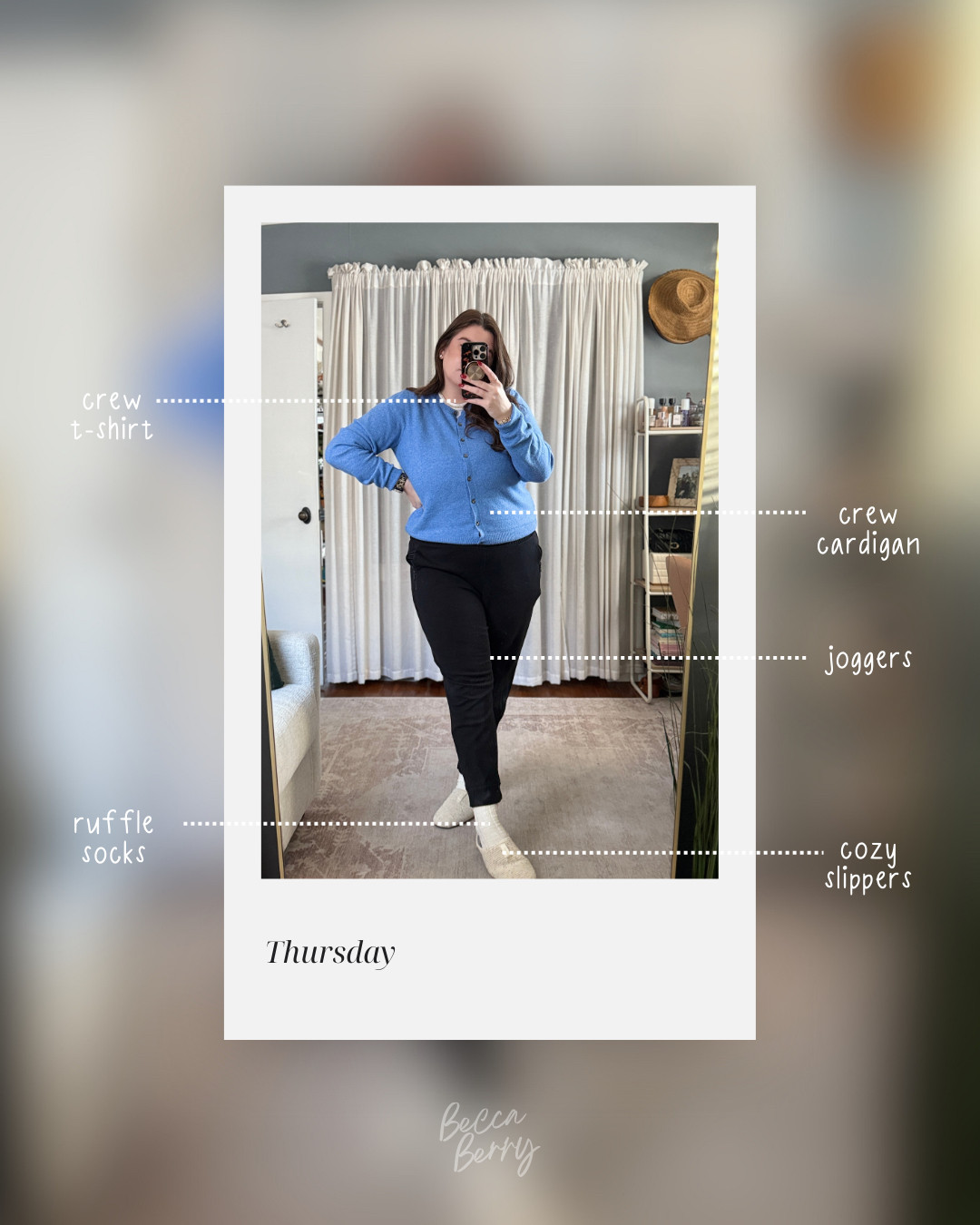 Today I reached for soft blue layers and comfortable classics: a Sosoft cropped cardigan, white vintage tee, and black joggers. The mix of proportions—cropped cardigan + relaxed joggers—keeps it modern, while still feeling like your favorite stay-home look. The Bombas Nest slippers are the cozy MVP of the week.
Fit Notes:
• Cardigan: wearing size XL (cropped, soft knit)
• Tee: wearing size L (thick cotton, not sheer)
• Joggers: wearing size XL (true to size, soft) 

 

#LTKootd #LTKMidsize #LTKWorkwear