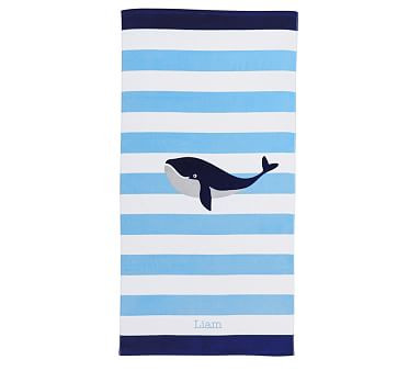 Whale Stripe Baby Beach Towel | Pottery Barn Kids