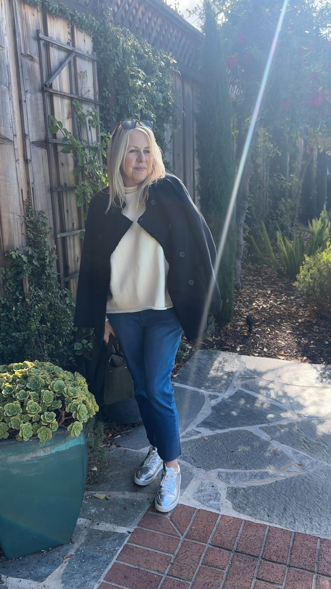 This is the @frankandeileen Belfast Triple Fleece peacoat that’s my grab and go every day ! I threw it over my shoulders here, but it’s perfect for sporty to dressy looks and keeps me cozy. 

#frankandeileenpartner #Itkgiftideas
#wearloverepeat #fall #Itkclassics #Itk

#LTKOver40 #LTKGiftGuide #LTKSeasonal