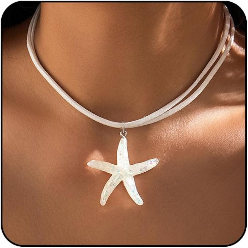 Layered Starfish Necklace Beach Jewelry for Women Seashell Cowrie Puka Shell Necklaces for Women ... | Amazon (US)