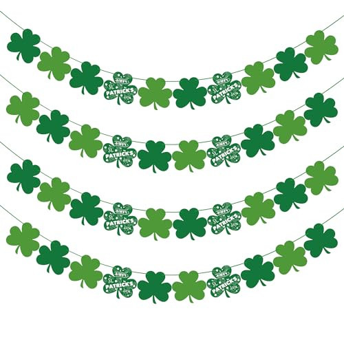 OHOME St Patricks Day Decorations - 40 Pack Shamrock Clover Banner - Shamrock Decorations Garland Irish St Patty's Day Accessories Party Favors for Home Door Birthday | St. Patrick's Day Decor | Amazon (US)