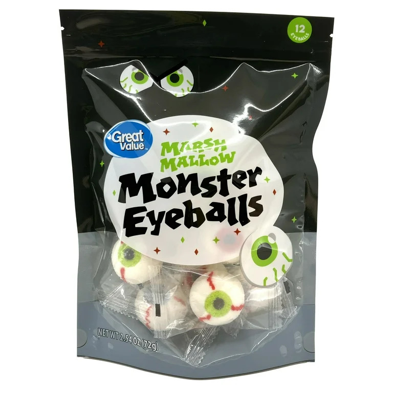 Great Value Halloween Marshmallow Monster Eyeballs, 2.54 oz - Walmart.com | Walmart (US)