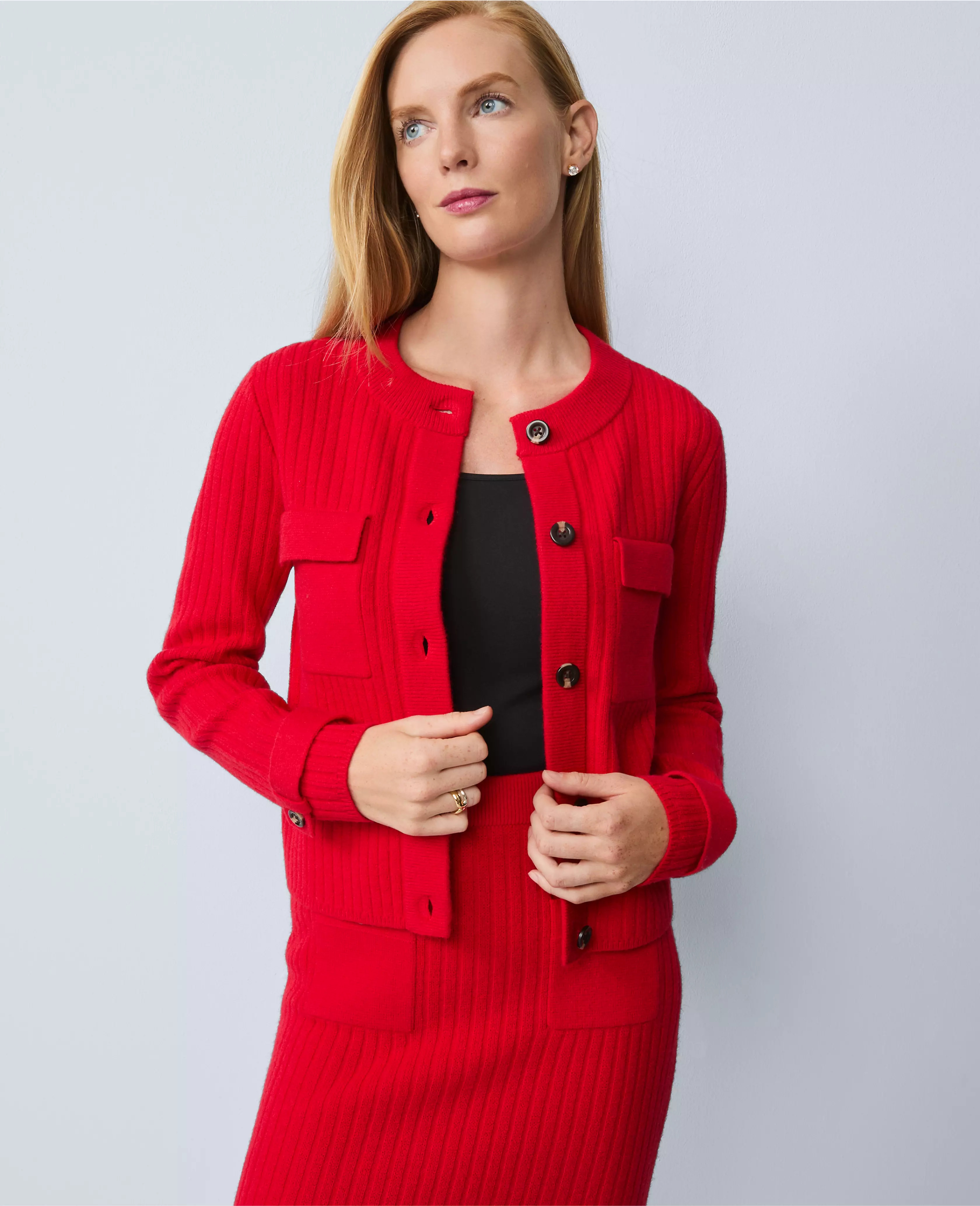 Ribbed Sweater Jacket | Ann Taylor