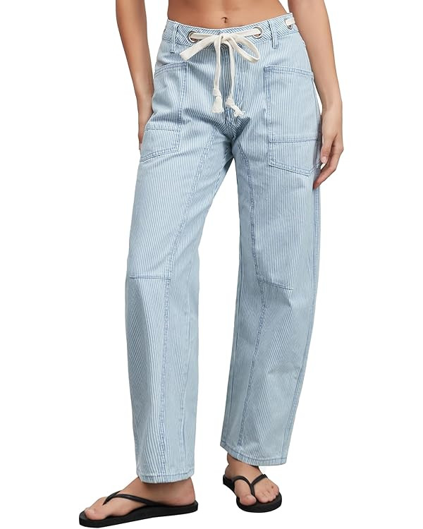 Kedera Women's Striped Barrel Jeans Trendy Mid Rise Wide Leg Baggy Pants Casual Y2K Loose Boyfrie... | Amazon (US)