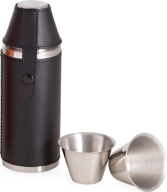 Leather Wrapped Cylinder Flask with Cups | Nordstrom
