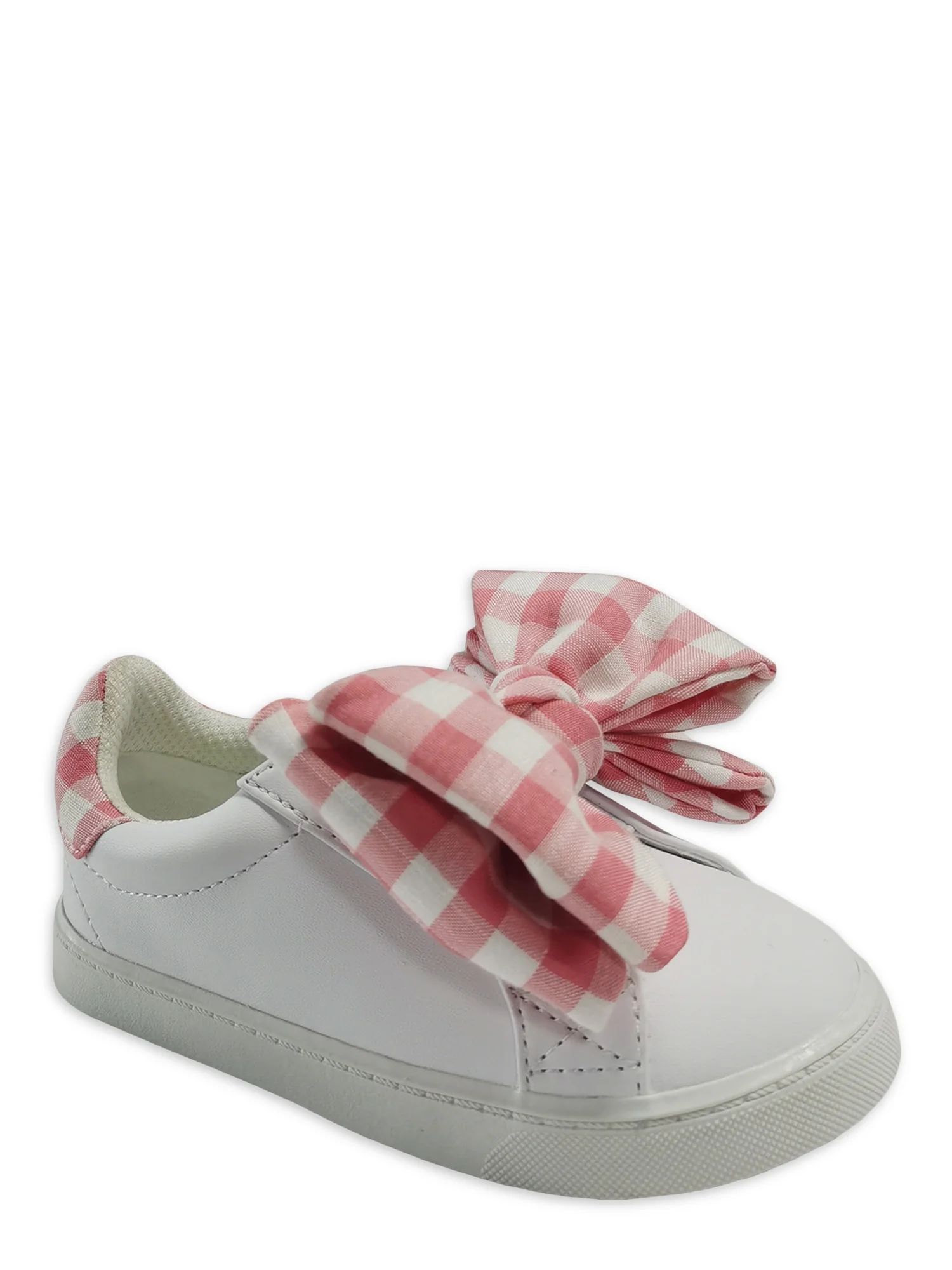 Wonder Nation Toddler Girls Gingham Bow Sneaker, Sizes 7-12 | Walmart (US)