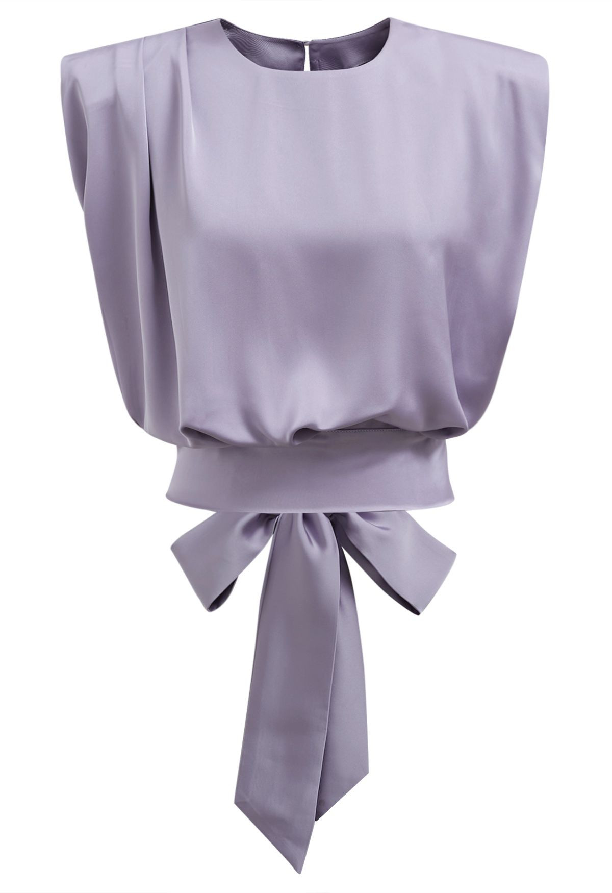 Satin Tie Back Sleeveless Top in Lilac | Chicwish