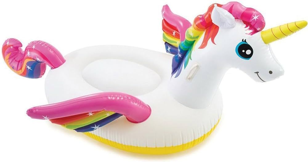 Intex Durable Premium Raft Grade Vinyl Unicorn Inflatable Ride On Pool Float with 2 Heavy Duty Ha... | Amazon (US)