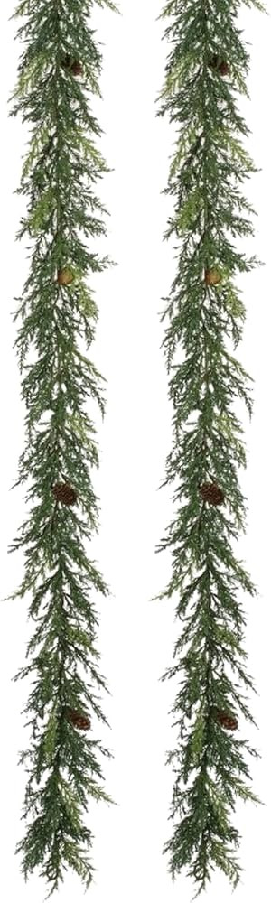 Sullivans 2 Pack 6 Ft Arborvitae Evergreen Pinecone Holiday Garland, Artificial Greenery, Seasona... | Amazon (US)
