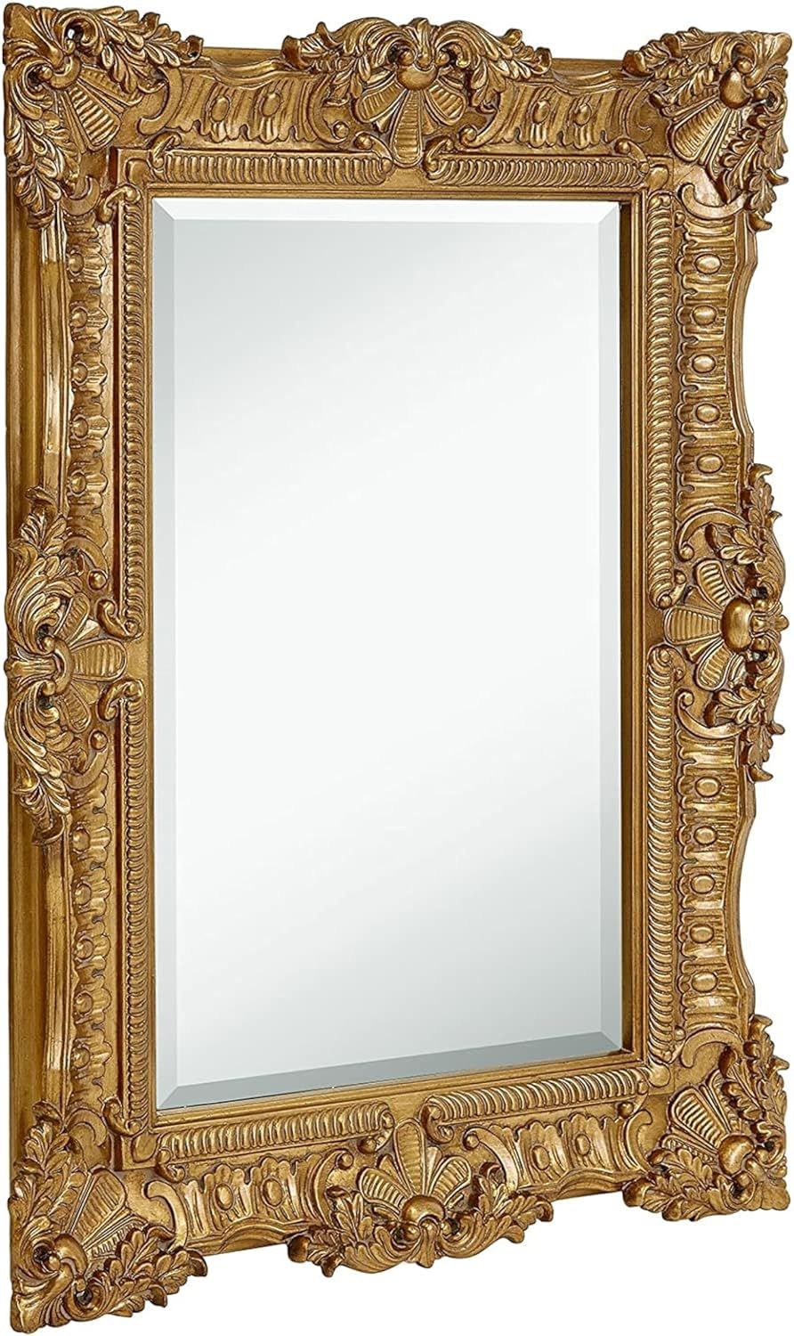 Hamilton Hills 30x40 inch Large Ornate Gold Framed Rectangular Baroque Mirror | Antique Looking F... | Amazon (US)