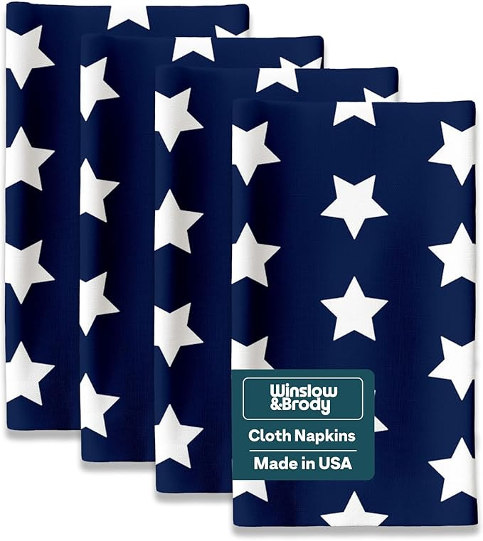 4th of July Cloth Napkins | Ol' Glory Blue Patriotic Supplies | Memorial Day, Independence Day Ta... | Amazon (US)