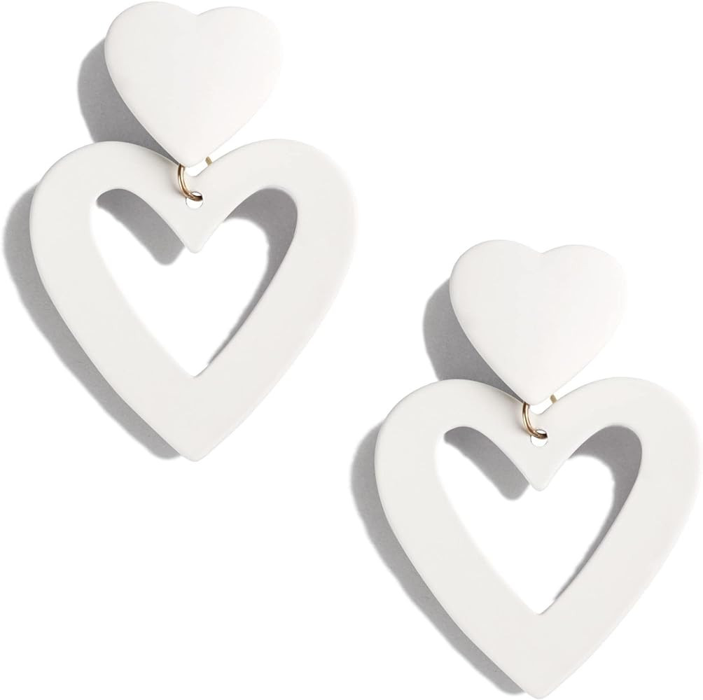 PopTopping Double Heart Earrings Dangling Heart Drop Earrings For Women Love Heart Dangle Earring... | Amazon (US)
