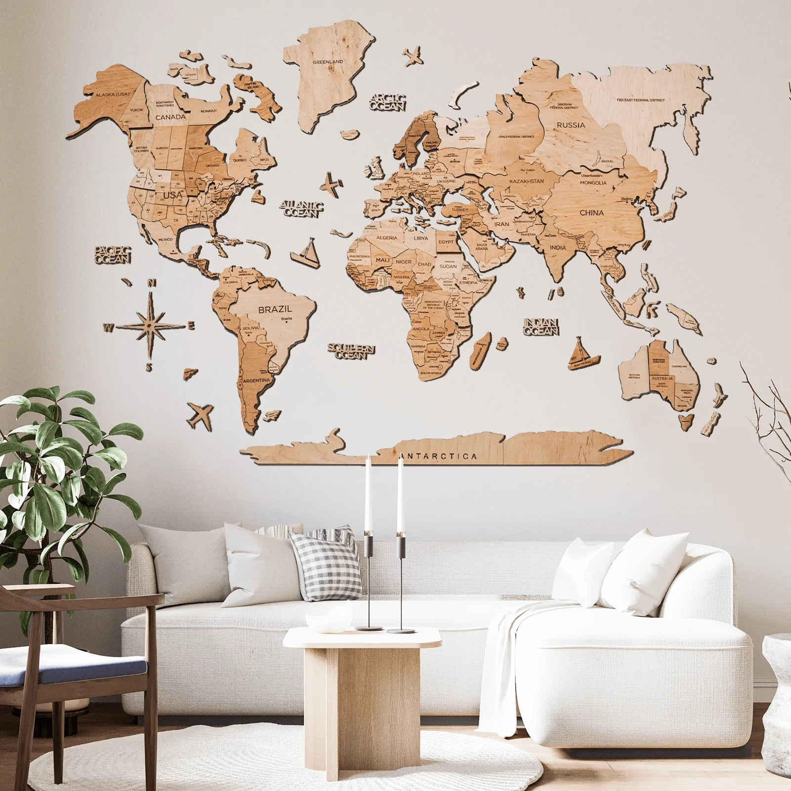 3D Wooden World Map Light | Enjoythewood