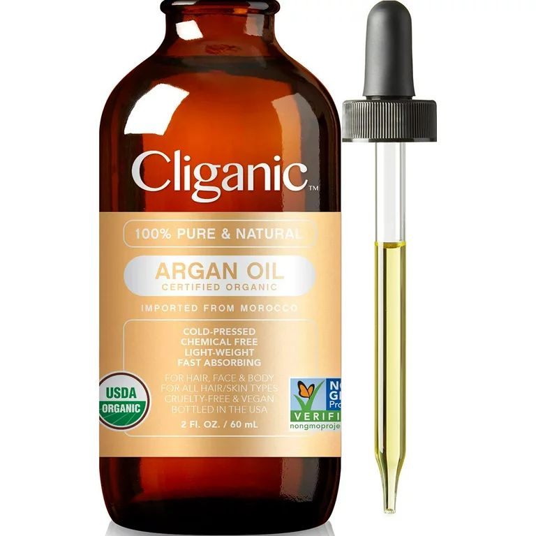 Cliganic Organic Argan Oil, 100% Pure | for Hair, Face & Skin | Cold Pressed Carrier Oil, Importe... | Walmart (US)