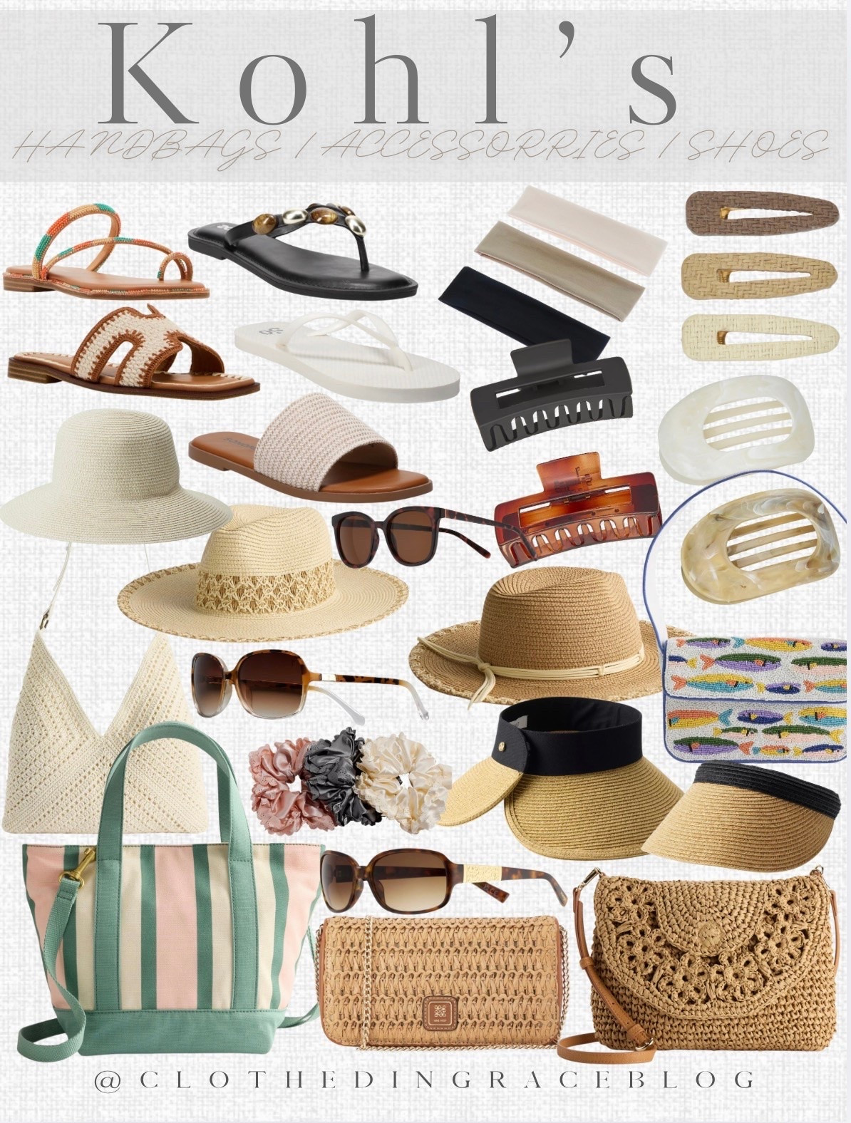 Kohl’s handbags, shoes, & accessories! 

Hats, sunglasses, headband, visor, hair clip, sandals

#LTKSaleAlert #LTKootd #LTKgrwm