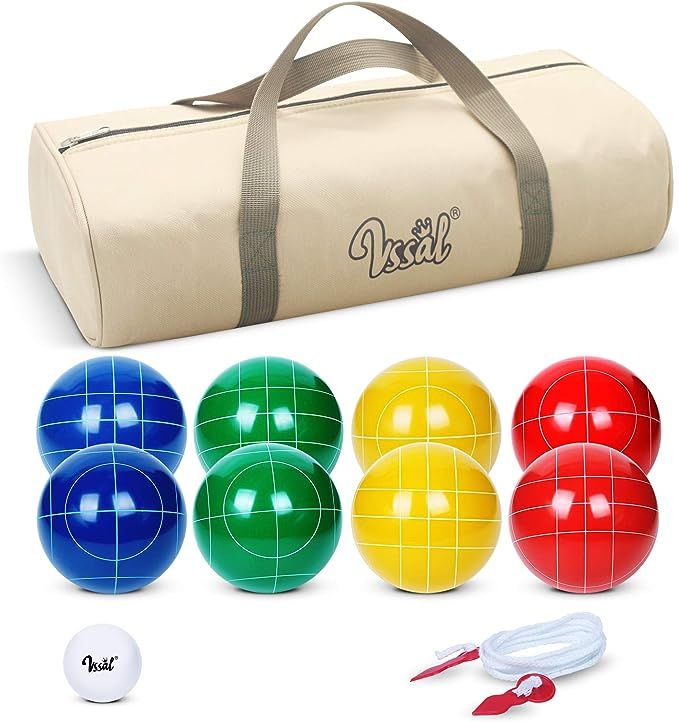 VSSAL Bocce Ball Set 90/100/107mm for Backyard Lawn Beach Outdoor Family Bocci Yard Game for Kids... | Amazon (US)