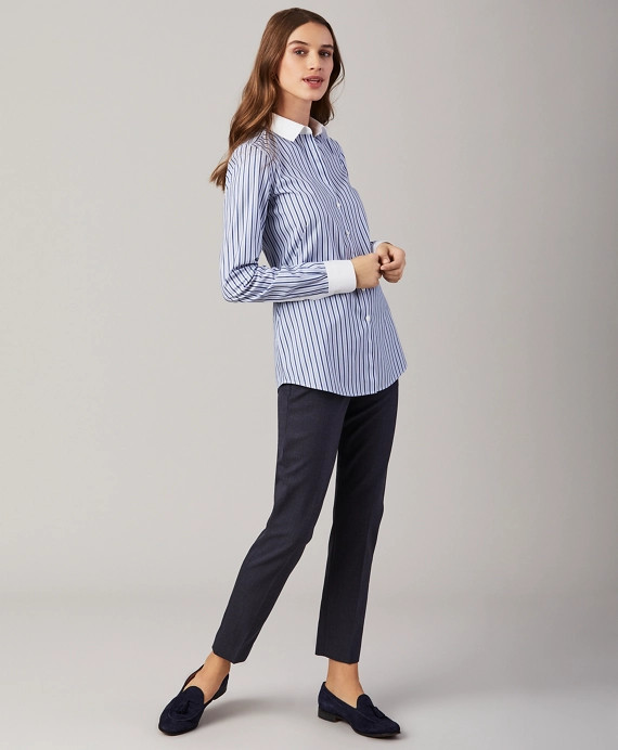 Petite Non-Iron Striped Stretch Cotton Fitted Shirt | Brooks Brothers