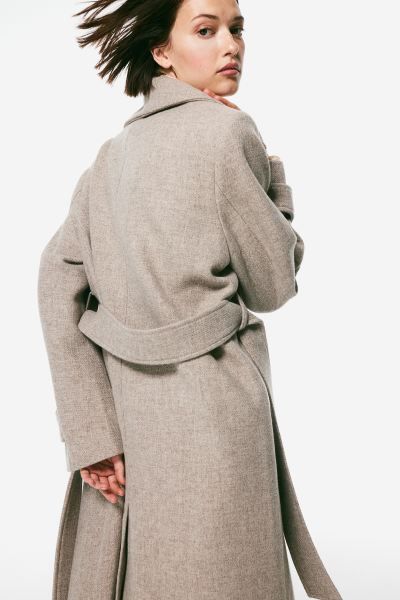 Wool-blend coat - Beige marl - Ladies | H&M GB | H&M (UK, MY, IN, SG, PH, TW, HK)
