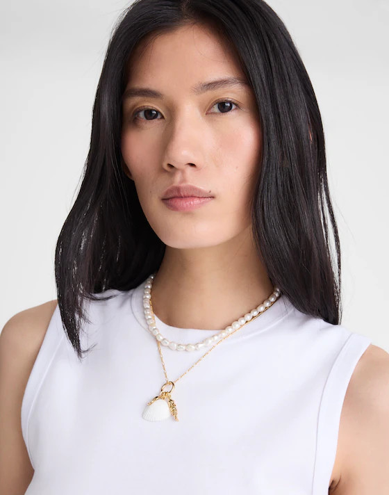 Madewell x Shopbop Beaded Shell Necklace Set | Madewell