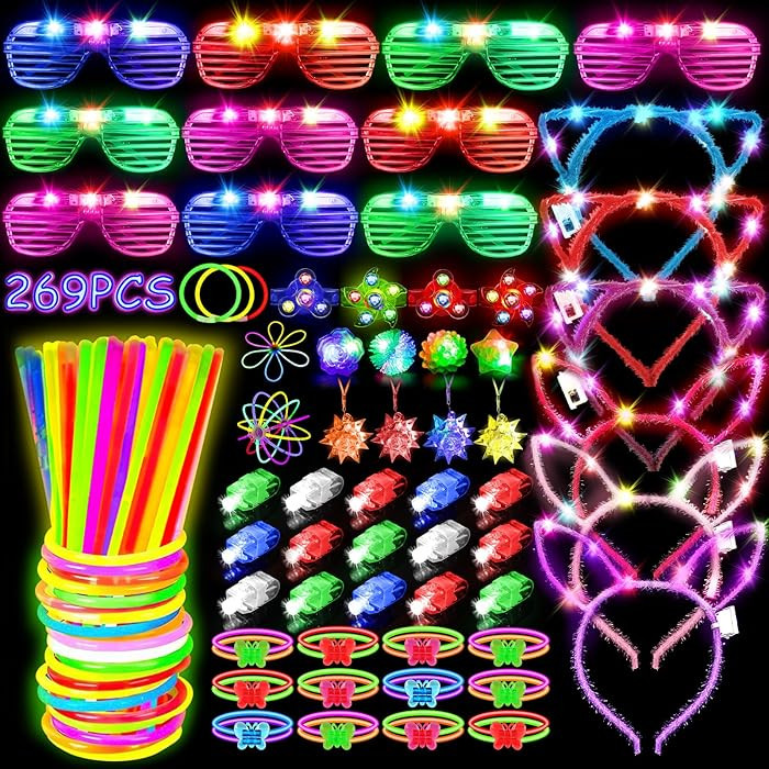 MIBOTE 269Pcs Led Light Up Toys Party Favors Glow in the Dark Party Supplies for Kid/Adults Hallo... | Amazon (US)